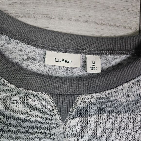 LL Bean Womens Medium Gray Heather Camo Sweater Pullover Long Sleeve Camouflage - Picture 6 of 7